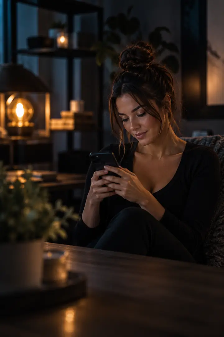 A provider posting an opening from her phone