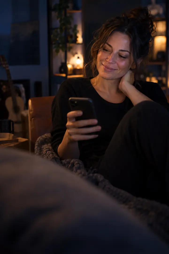 A provider sharing a link from her phone